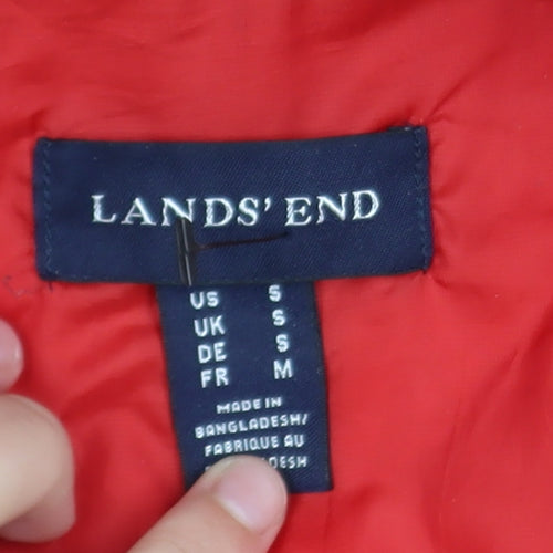 Lands’ End Women’s Red Quilted Mid-Length Jacket Size S