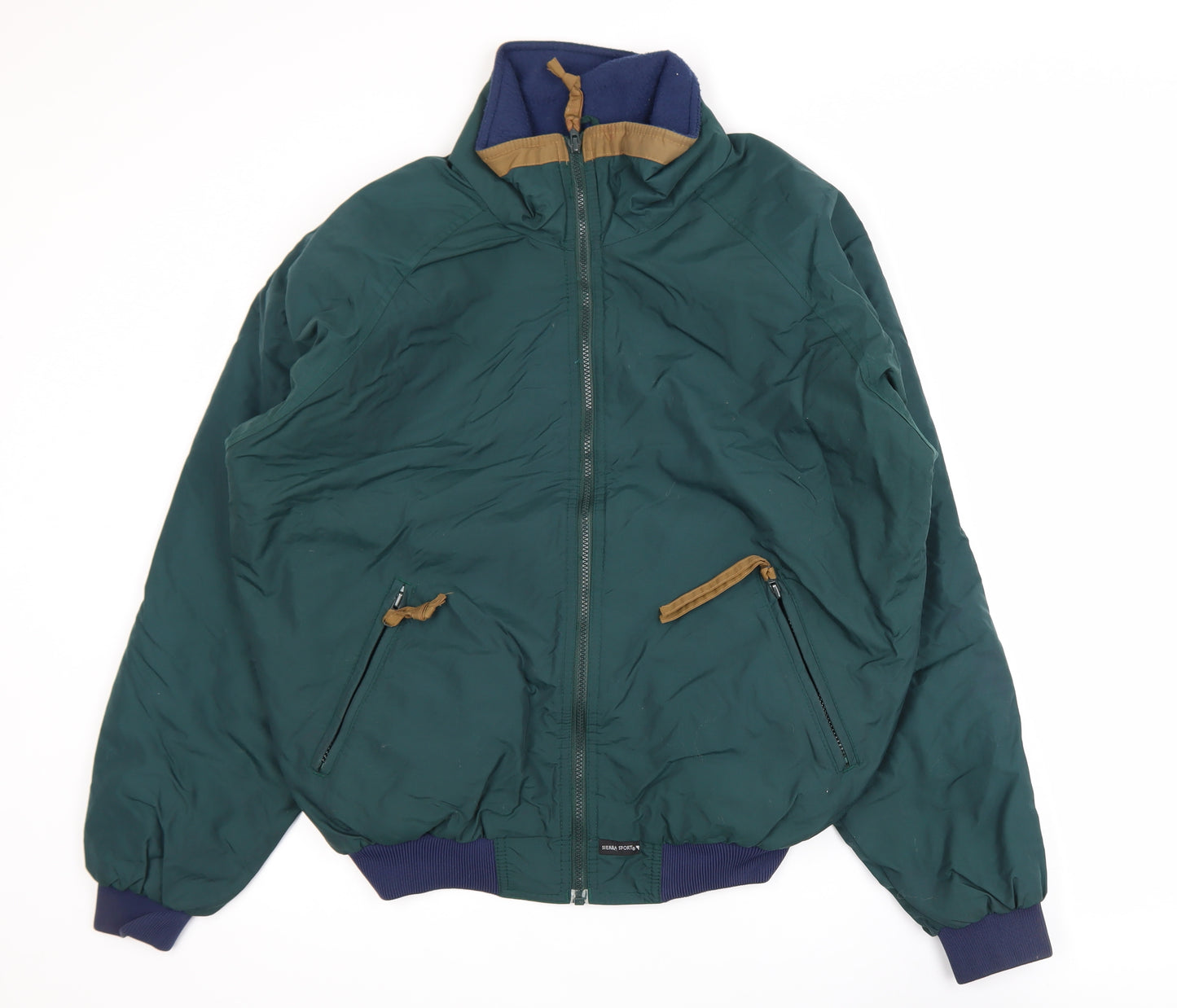 Sierra Sport Men's Green Bomber Jacket M Nylon Lined Windproof