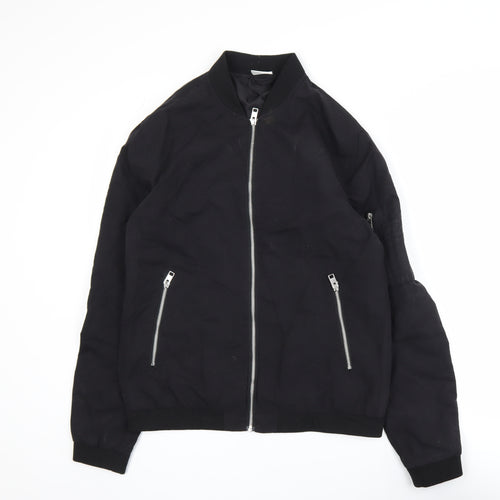 Jack & Jones Men's Black Bomber Jacket Size S Zip Lightweight