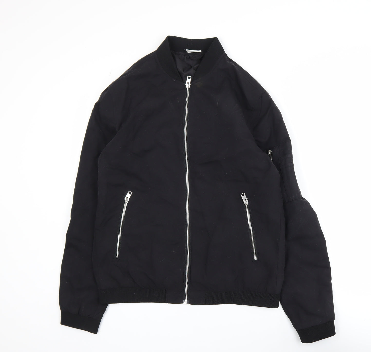 Jack & Jones Men's Black Bomber Jacket Size S Zip Lightweight