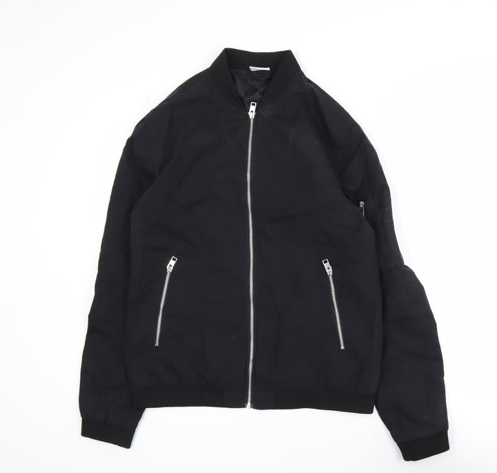 Jack & Jones Men's Black Bomber Jacket Size S Zip Lightweight