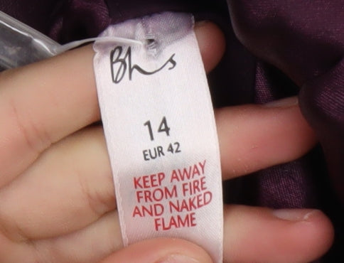 BHS Womens Purple Size 14 Mid-Length Jacket Polyester Blend