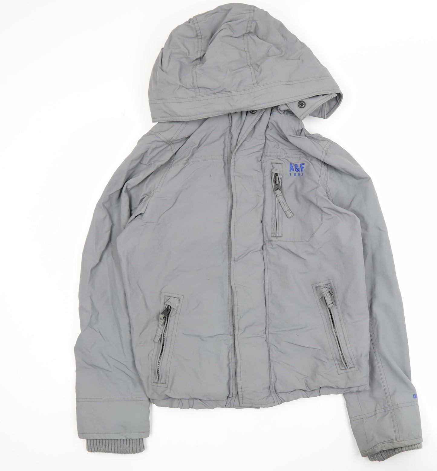 Abercrombie Mens Grey S Hooded Full Zip Basic Jacket