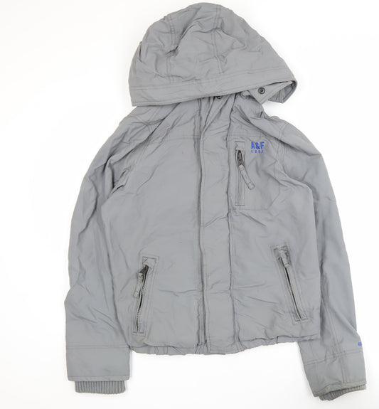 Abercrombie Mens Grey S Hooded Full Zip Basic Jacket