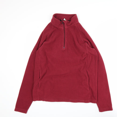 Cotton Traders Men's Red Fleece 1/4 Zip Activewear Jacket Size L