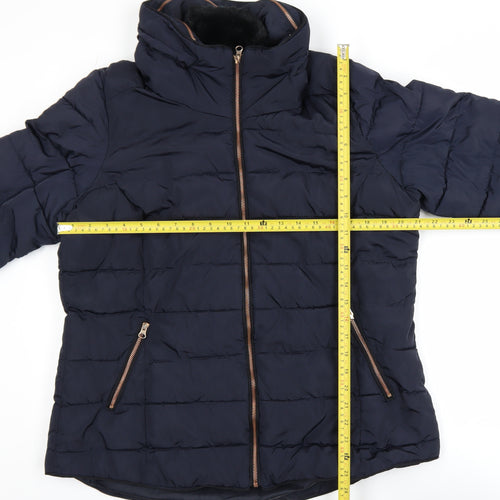 South Women's Blue Size 18 Puffer Jacket Mid-Length Polyester Coat