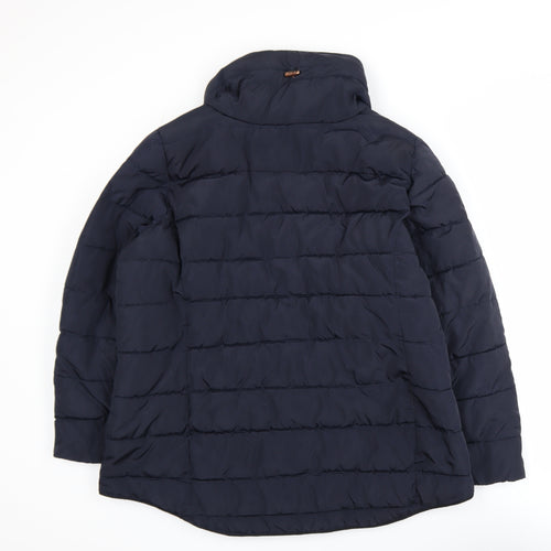 South Women's Blue Size 18 Puffer Jacket Mid-Length Polyester Coat