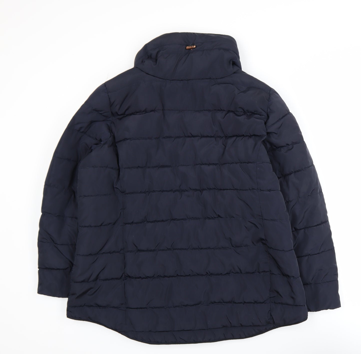 South Women's Blue Size 18 Puffer Jacket Mid-Length Polyester Coat