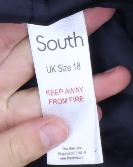 South Women's Blue Size 18 Puffer Jacket Mid-Length Polyester Coat