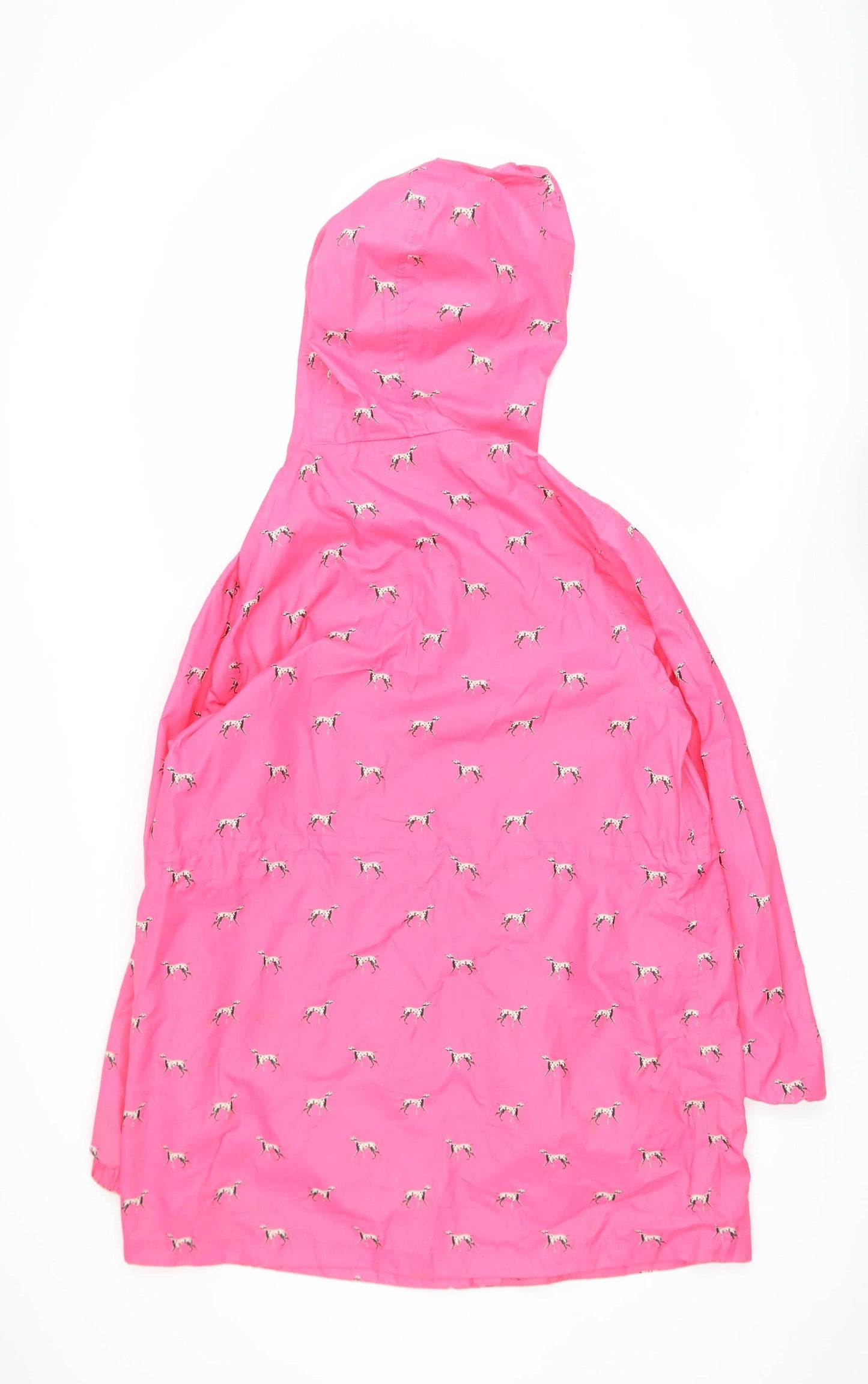 Joules Womens Pink Dog Print Hooded Waterproof Rain Coat Size 14