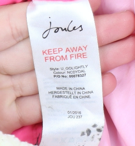 Joules Womens Pink Dog Print Hooded Waterproof Rain Coat Size 14