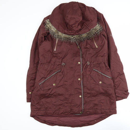 Marks and Spencer Women's Brown Faux Fur Hooded Parka Coat UK 14