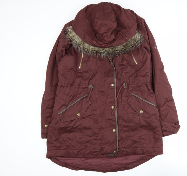 Marks and Spencer Women's Brown Faux Fur Hooded Parka Coat UK 14