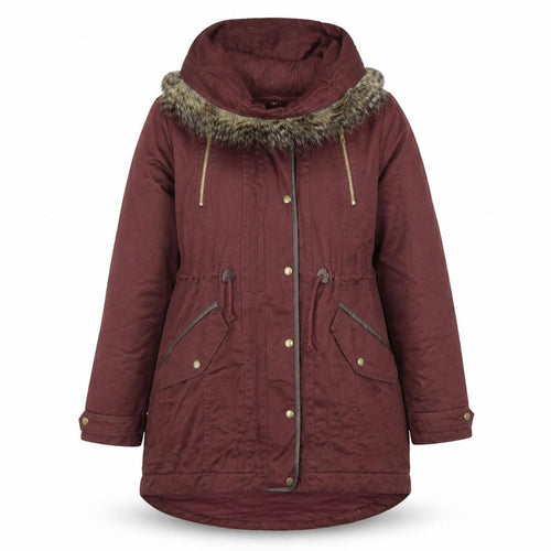 Marks and Spencer Women's Brown Faux Fur Hooded Parka Coat UK 14