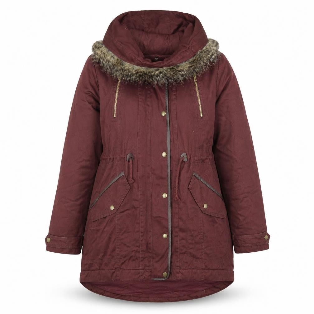 Marks and Spencer Women's Brown Faux Fur Hooded Parka Coat UK 14