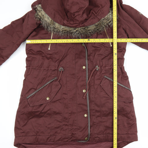 Marks and Spencer Women's Brown Faux Fur Hooded Parka Coat UK 14