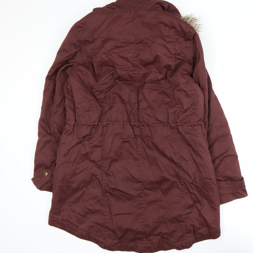 Marks and Spencer Women's Brown Faux Fur Hooded Parka Coat UK 14