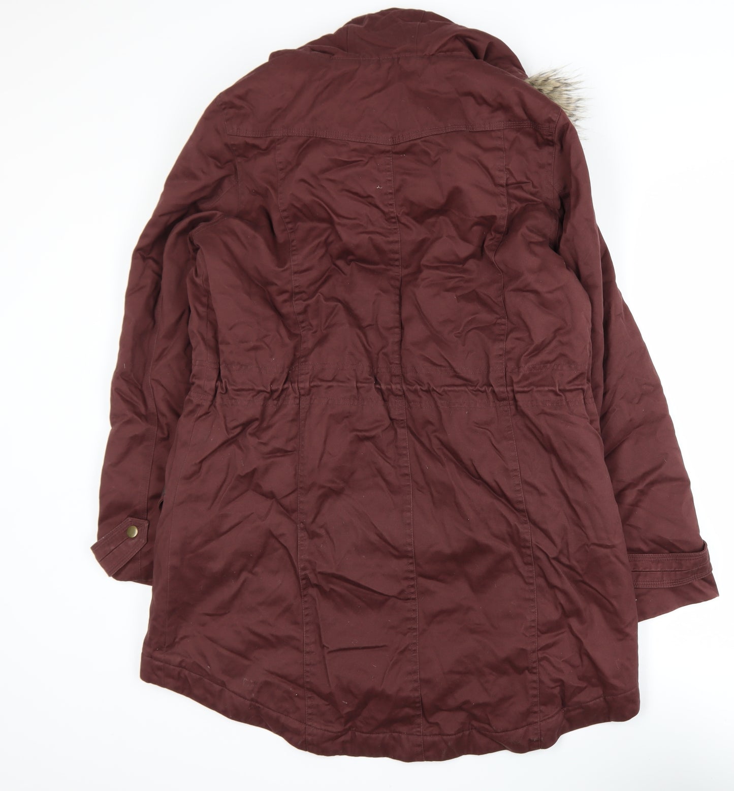 Marks and Spencer Women's Brown Faux Fur Hooded Parka Coat UK 14