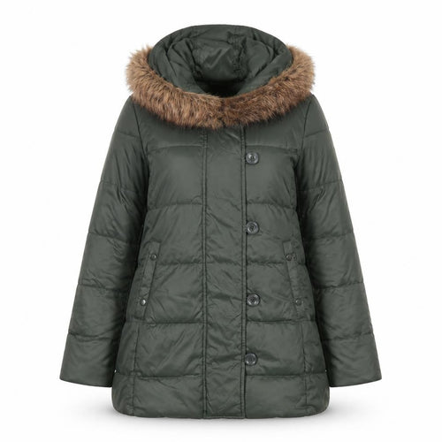 GAP Women’s Green Faux Fur Hooded Puffer Coat XS