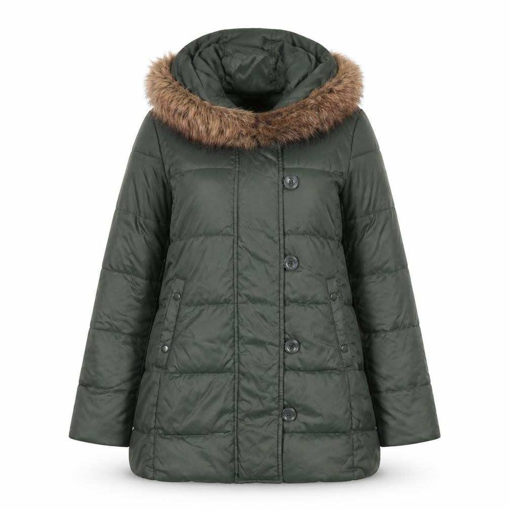 GAP Women’s Green Faux Fur Hooded Puffer Coat XS
