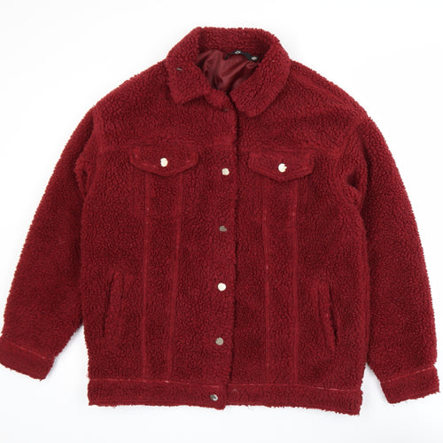 Missguided Women's Red Fleece Bomber Jacket Size 8
