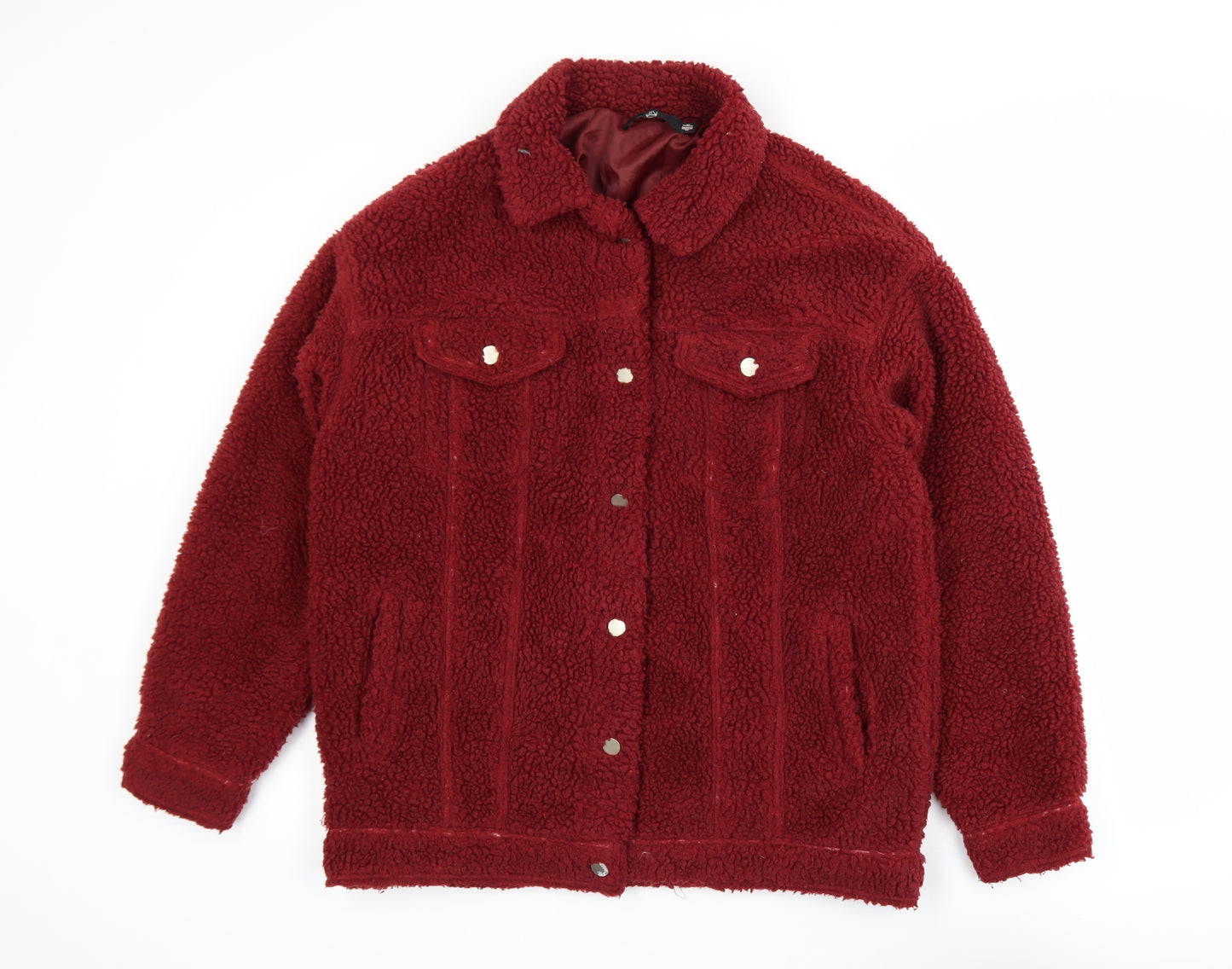 Missguided Women's Red Fleece Bomber Jacket Size 8