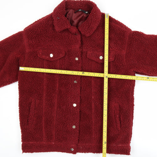 Missguided Women's Red Fleece Bomber Jacket Size 8