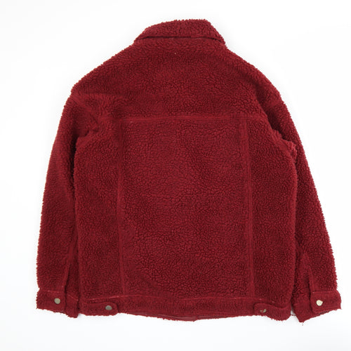 Missguided Women's Red Fleece Bomber Jacket Size 8