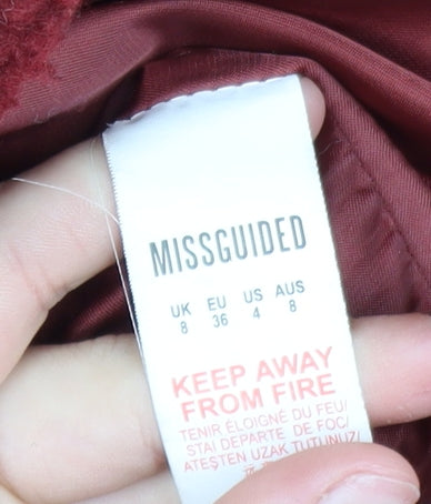 Missguided Women's Red Fleece Bomber Jacket Size 8