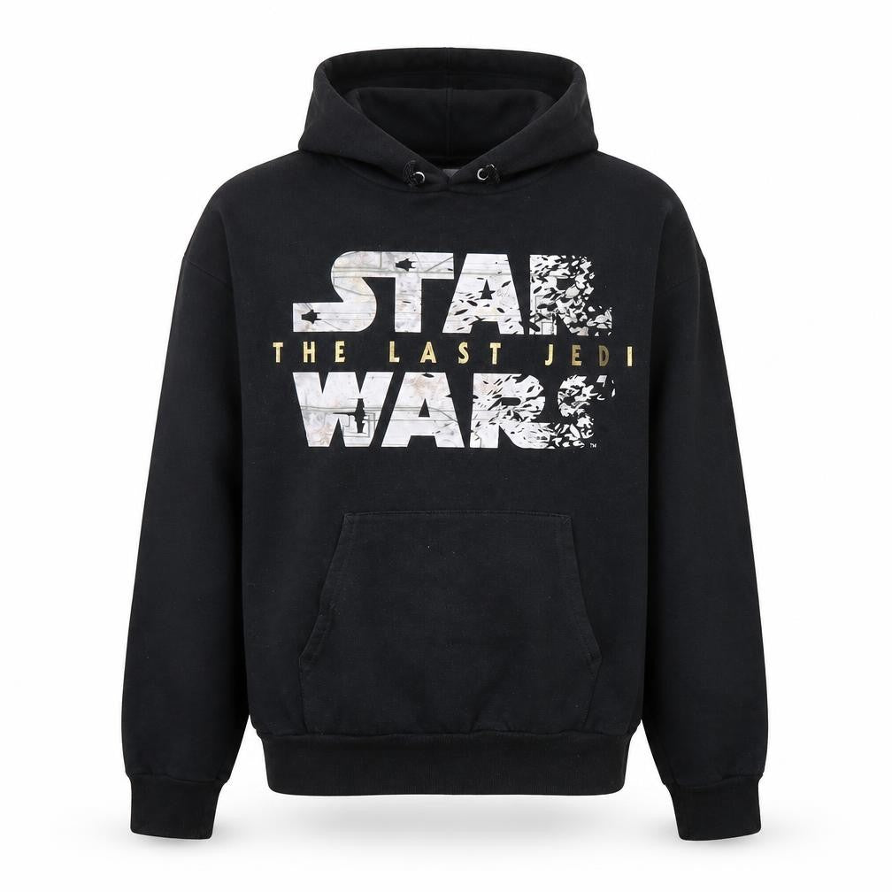 Front view of Hanes Men's Black Star Wars Last Jedi Pullover Hoodie, size S