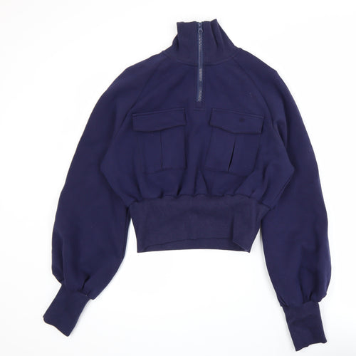 Commense Women Navy 1/4 Zip Pullover Sweatshirt M Cotton Blend