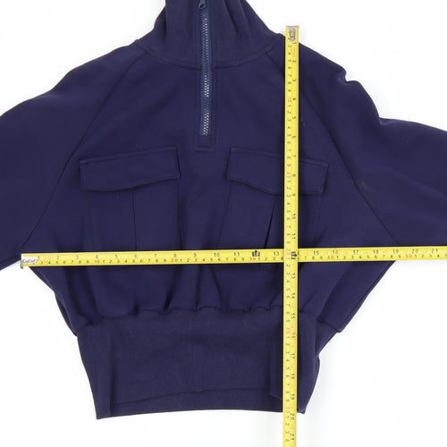 Commense Women Navy 1/4 Zip Pullover Sweatshirt M Cotton Blend