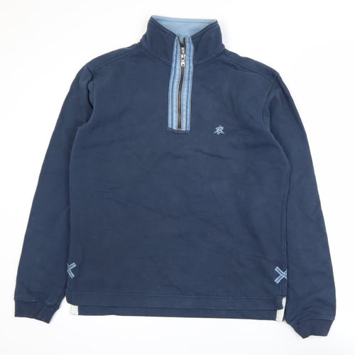 White Stuff Men's Blue 1/4 Zip Henley Sweatshirt Size S