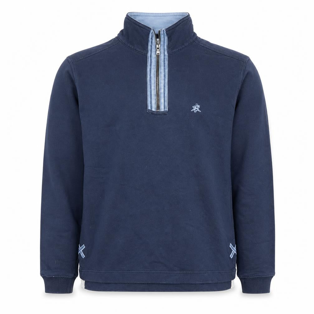 White Stuff Men's Blue 1/4 Zip Henley Sweatshirt Size S