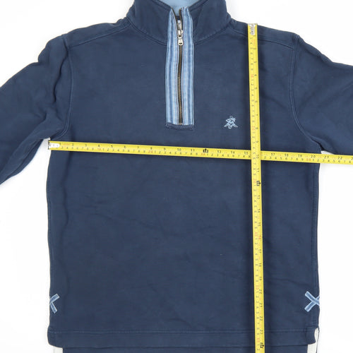 White Stuff Men's Blue 1/4 Zip Henley Sweatshirt Size S