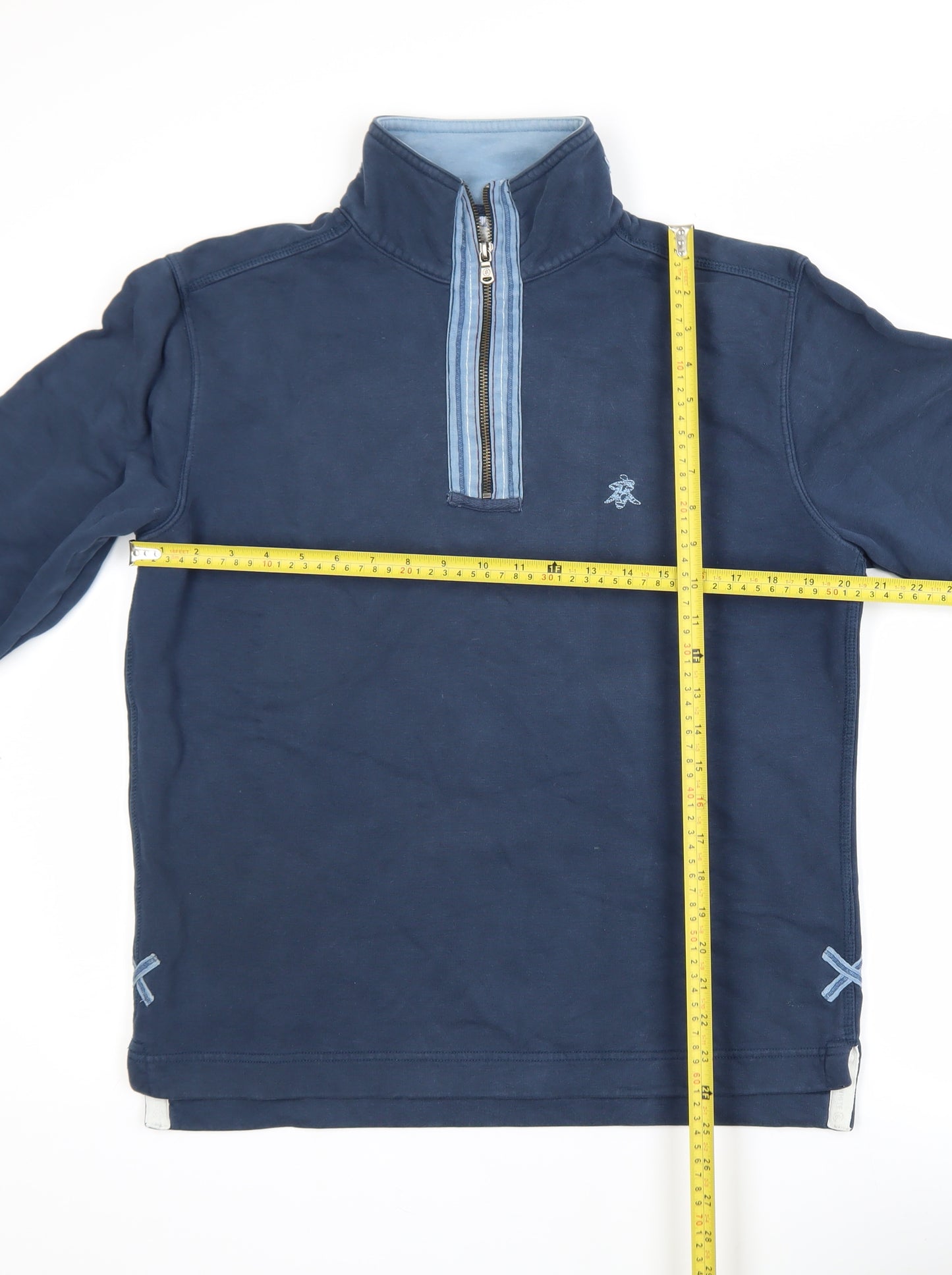 White Stuff Men's Blue 1/4 Zip Henley Sweatshirt Size S