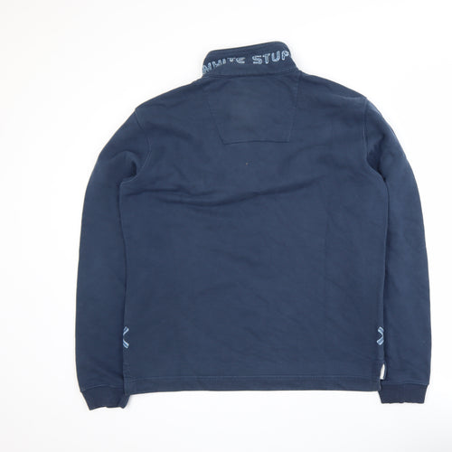 White Stuff Men's Blue 1/4 Zip Henley Sweatshirt Size S