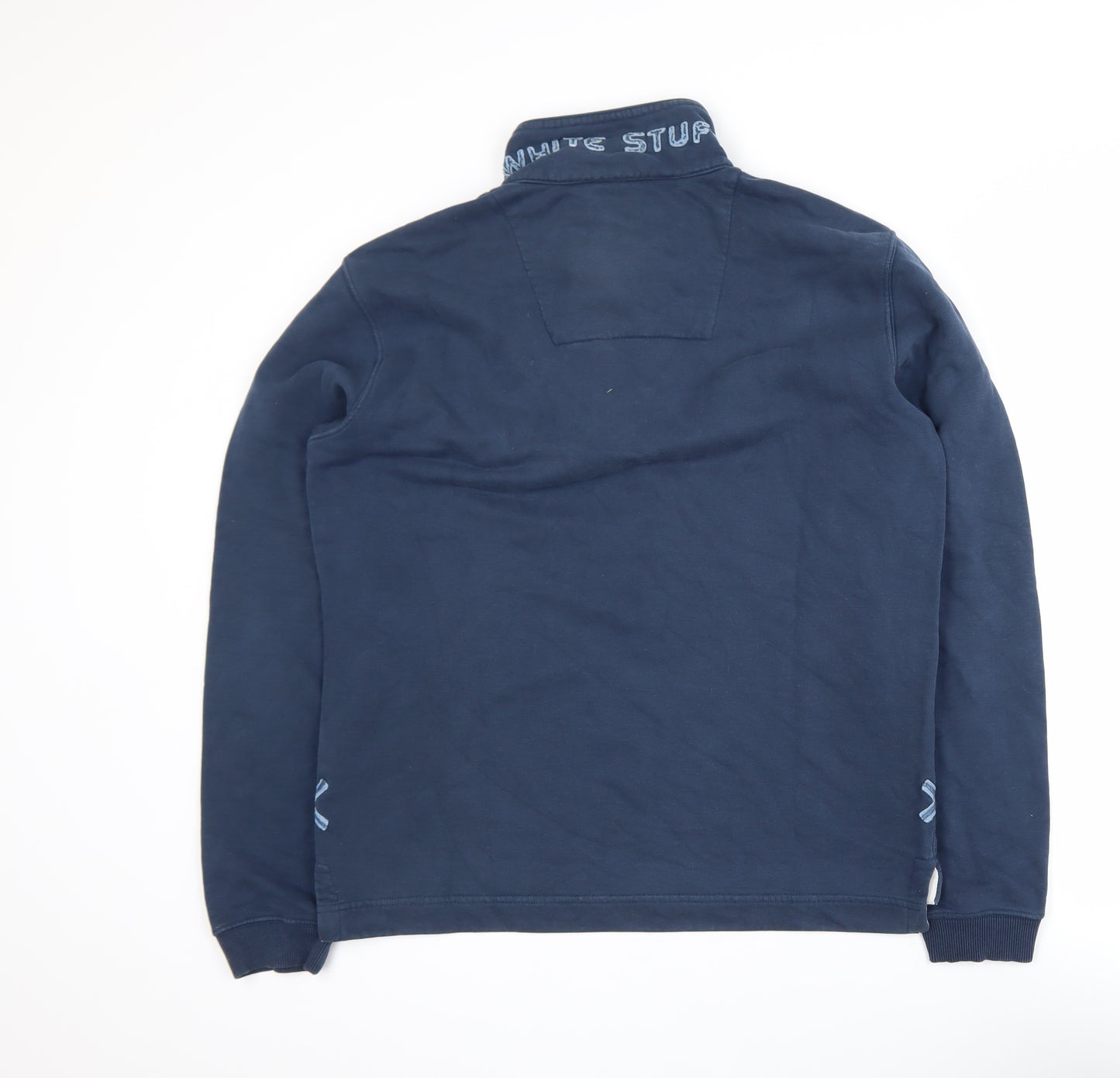 White Stuff Men's Blue 1/4 Zip Henley Sweatshirt Size S
