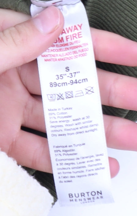 Burton Menswear Green Full Zip Hooded Basic Jacket Men’s S