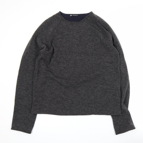 Zara Women Grey Long Sleeve Jersey Top Size S