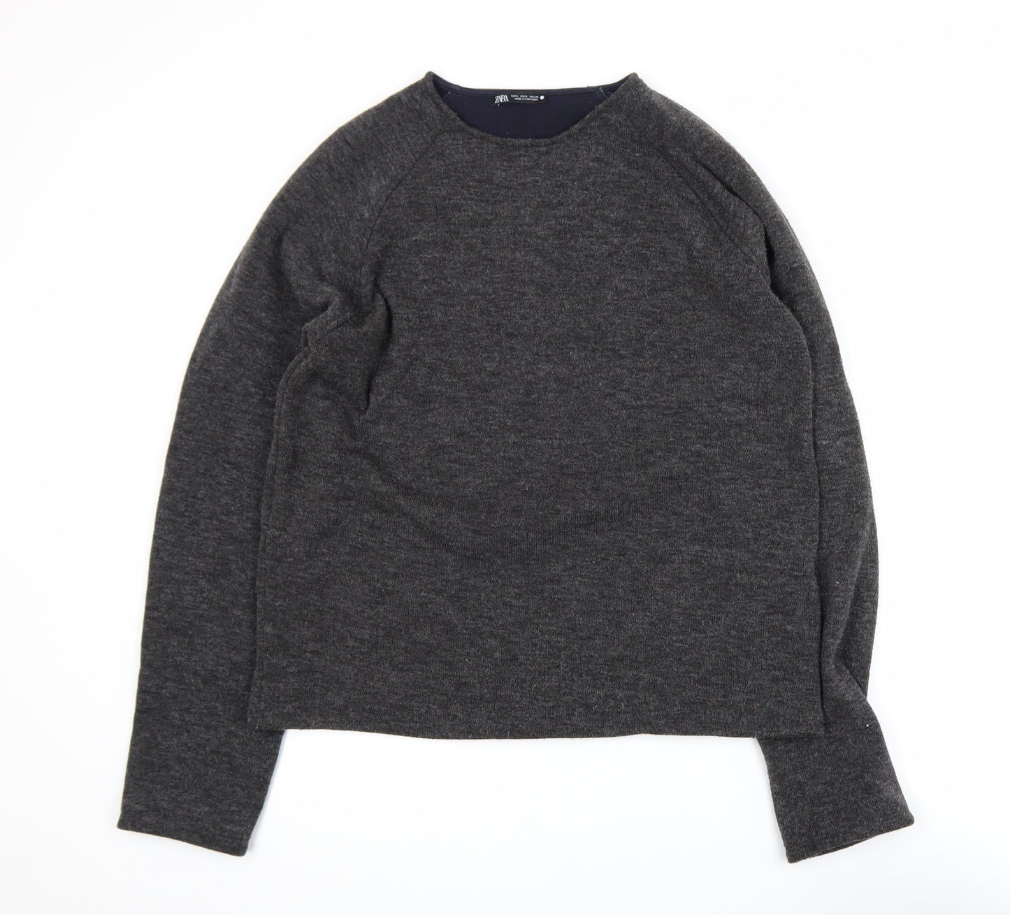 Zara Women Grey Long Sleeve Jersey Top Size S