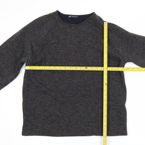 Zara Women Grey Long Sleeve Jersey Top Size S