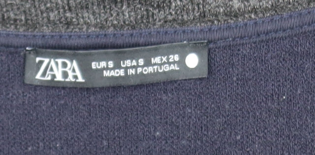 Zara Women Grey Long Sleeve Jersey Top Size S
