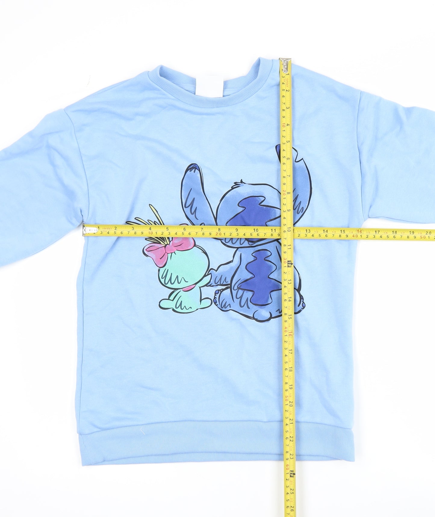 Disney Stitch Girls Blue Sweatshirt 12-13 Years Crew Neck Pullover