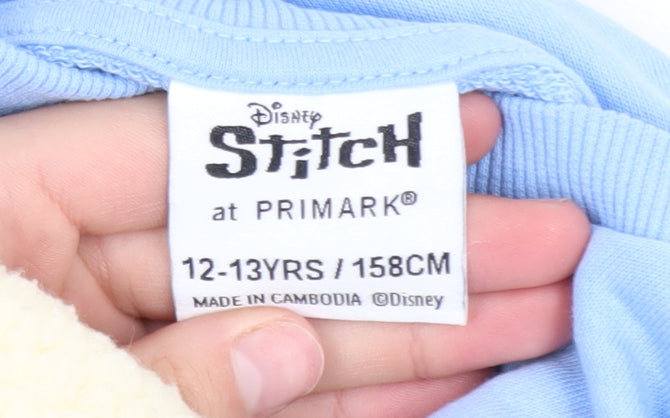 Disney Stitch Girls Blue Sweatshirt 12-13 Years Crew Neck Pullover