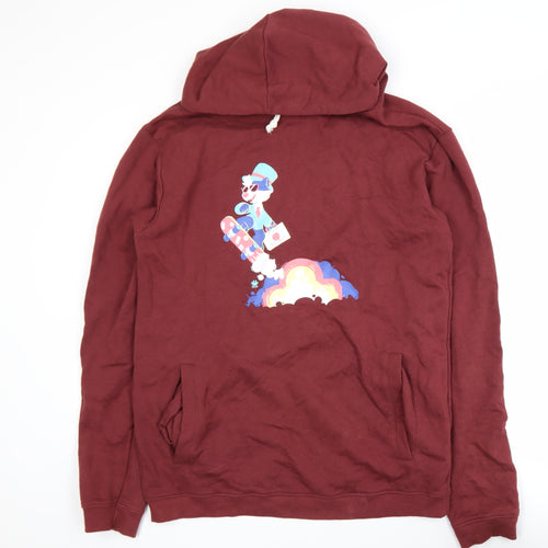 Rapanui Men's Red Pullover Hoodie M Graphic Print Cotton