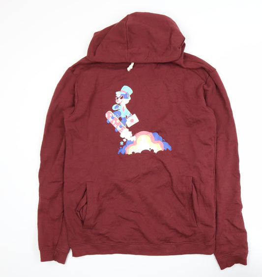 Rapanui Men's Red Pullover Hoodie M Graphic Print Cotton