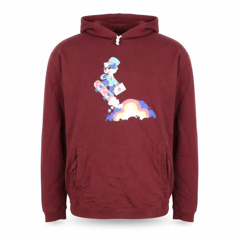 Front view of Rapanui Men's Red Pullover Hoodie M Graphic Print Cotton