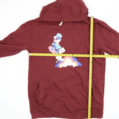 Rapanui Men's Red Pullover Hoodie M Graphic Print Cotton