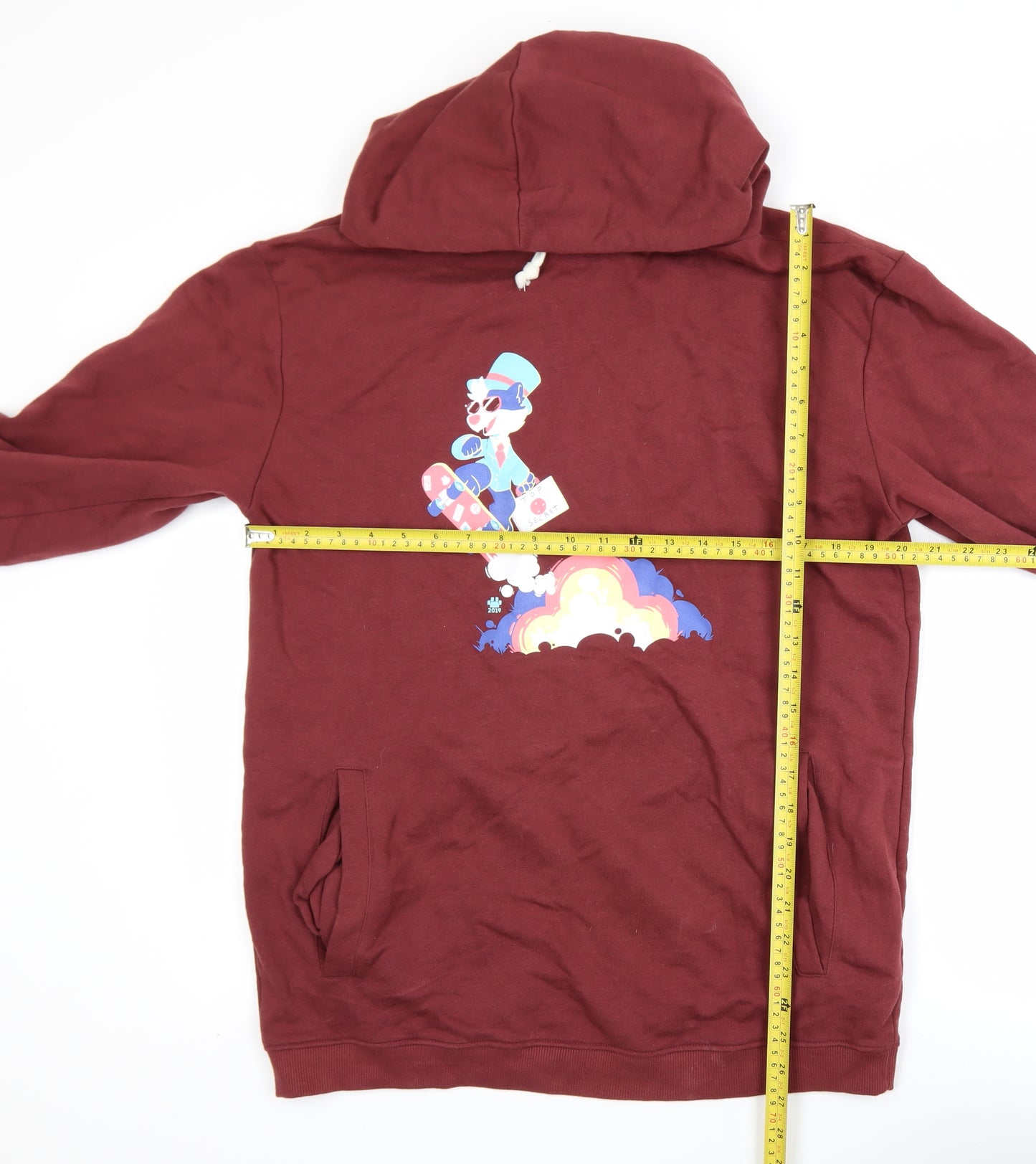 Rapanui Men's Red Pullover Hoodie M Graphic Print Cotton